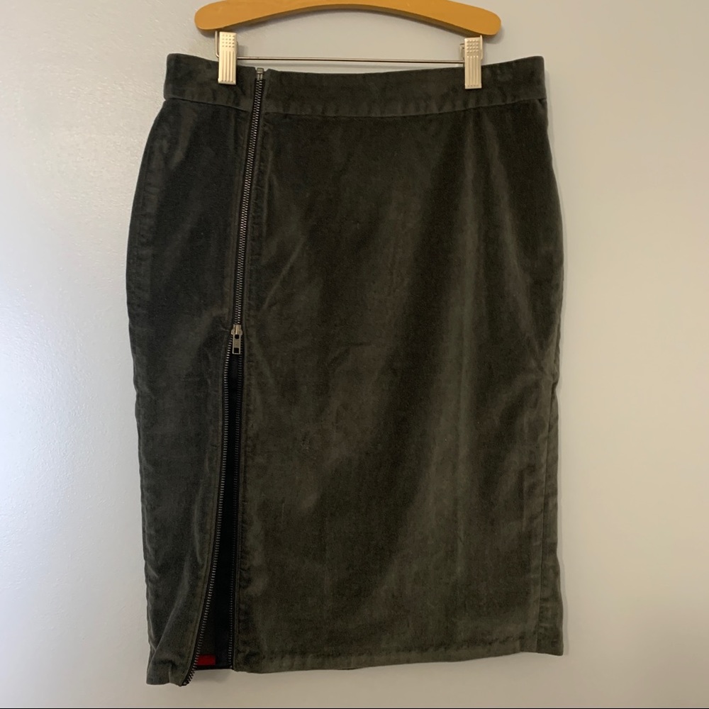 Velvet Olive Green Pencil Skirt by Love Hanna